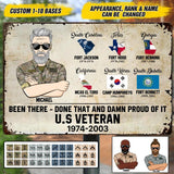 Personalized Been There - Done That And Damn Proud Of It U.S Veteran Metal Sign Printed 22NOV-HY26