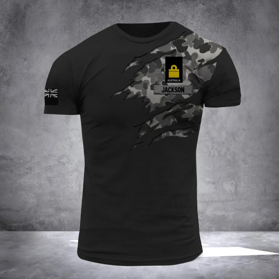 PERSONALIZED AUSTRALIAN ARMY RANK CAMO 3D TSHIRT PRINTED QTDT2811
