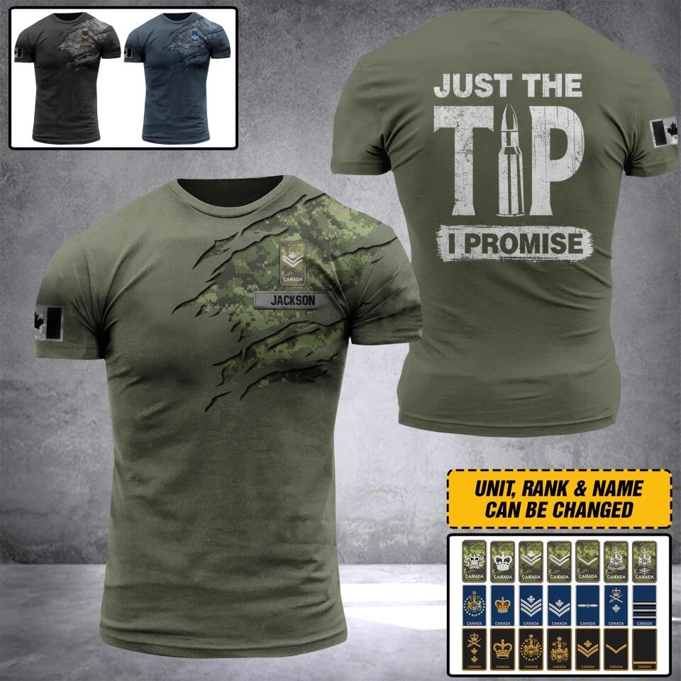 PERSONALIZED CANADIAN ARMY RANK CAMO 3D TSHIRT PRINTED QTDT2811