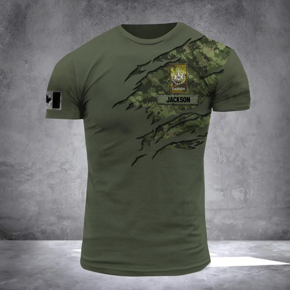 PERSONALIZED CANADIAN ARMY RANK CAMO 3D TSHIRT PRINTED QTDT2811