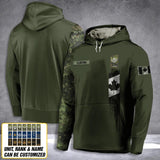 Personalized Canadian Solider/ Veteran Camo With Name and Rank Hoodie 3D Printed QTDT2911