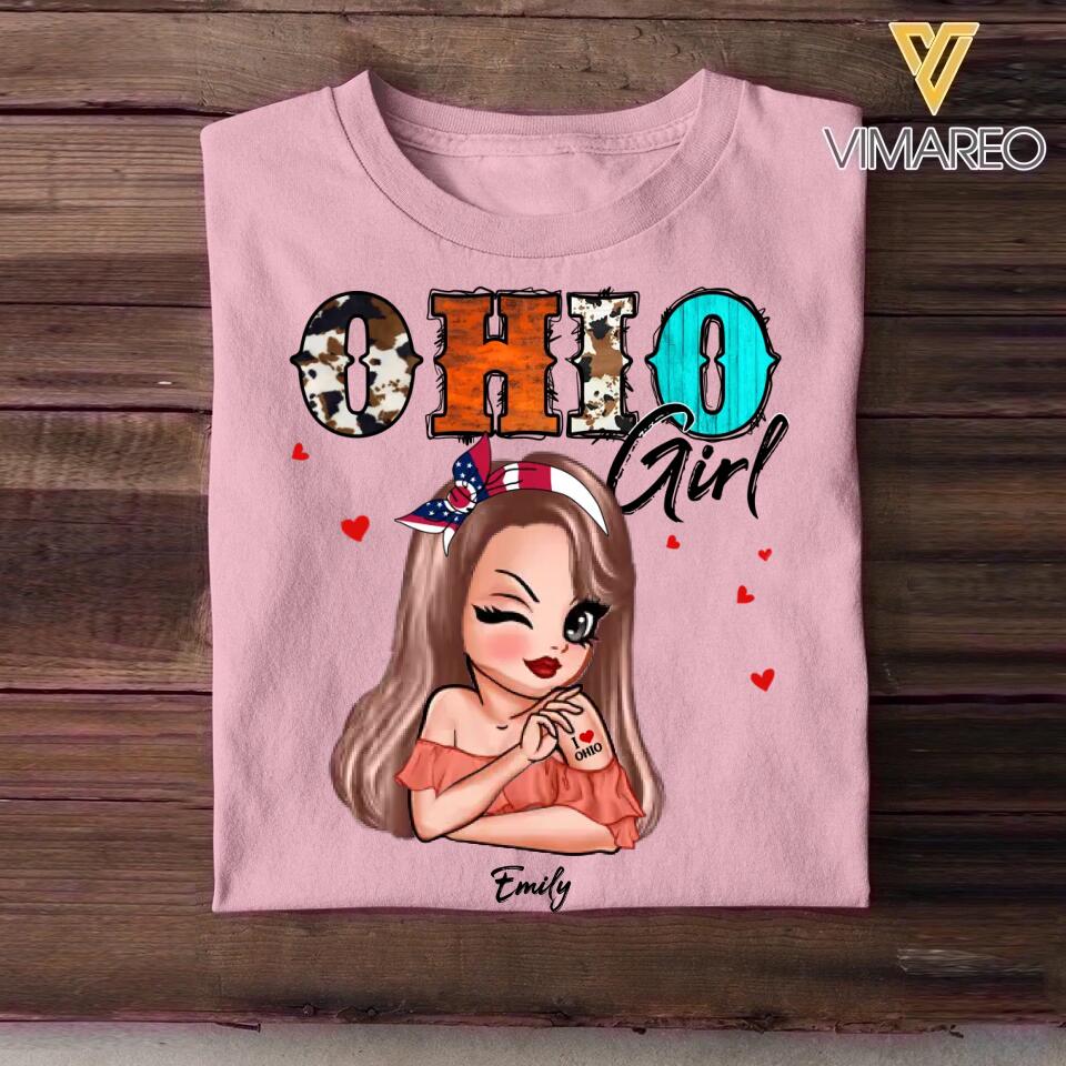 Personalized Ohio Girl I Love Ohio 3D Printed Tshirt QTDT0112