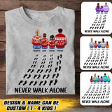 Personalized Never Walk Alone Family Kid Footprint Christmas 3D Printed Tshirt 22DEC-HQ01