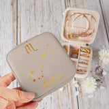 Personalized Zodiac Leather Jewelry Travel Box Printed PNDT0712