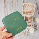 Personalized Zodiac Leather Jewelry Travel Box Printed PNDT0712