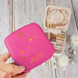 Personalized Zodiac Leather Jewelry Travel Box Printed PNDT0712