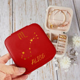 Personalized Zodiac Leather Jewelry Travel Box Printed PNDT0712