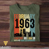 Personalized Year Of Birth February I Am 18 With Years Of Experience Tshirt Printed QTHQ0712