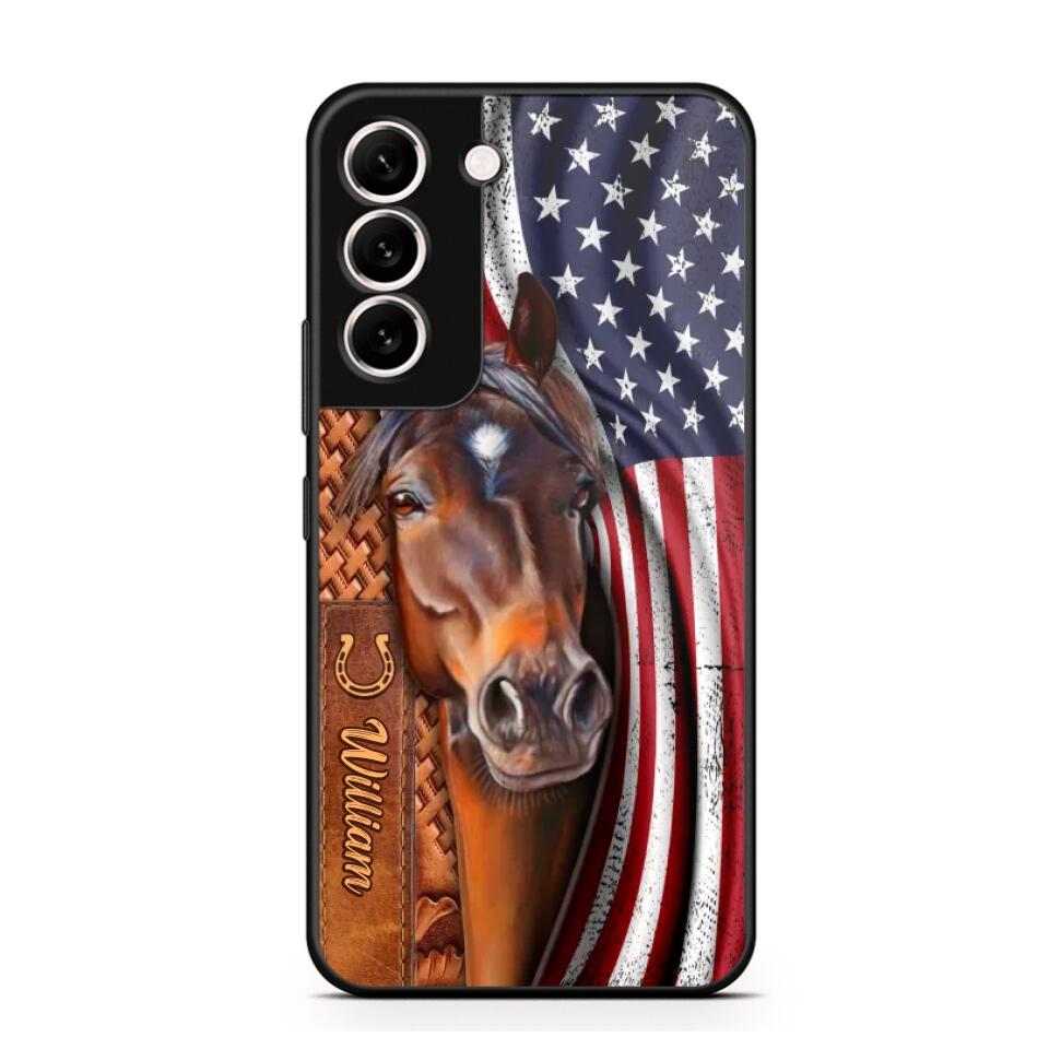 Personalized Horse Lovers Us Flag Phonecase 3D Printed 22DEC-HQ07