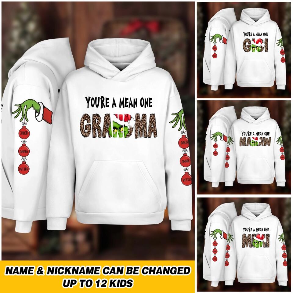 Personalized You're A Mean One Aunt & Kid Name Hoodie 3D Printed 22DEC-HQ09
