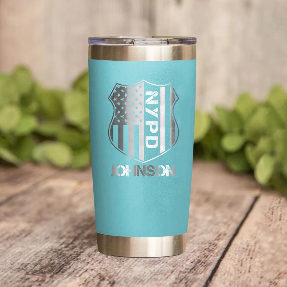 Personalized New York Police With Name Laser Tumbler Printed QTDT1212
