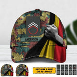 Personalized Belgian Soldier/ Veteran Rank Flag Camo Peaked Cap 3D Printed QTDT2612