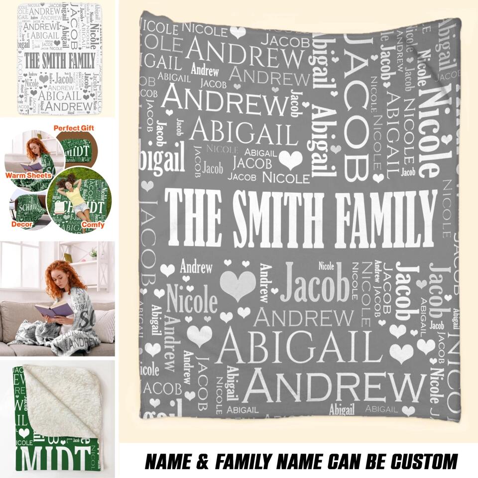 Personalized Family Name Quilt Blanket Printed QTHQ2712
