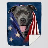 Personalized Your Pitbull Image US Flag Quilt Blanket Printed QTHQ0301