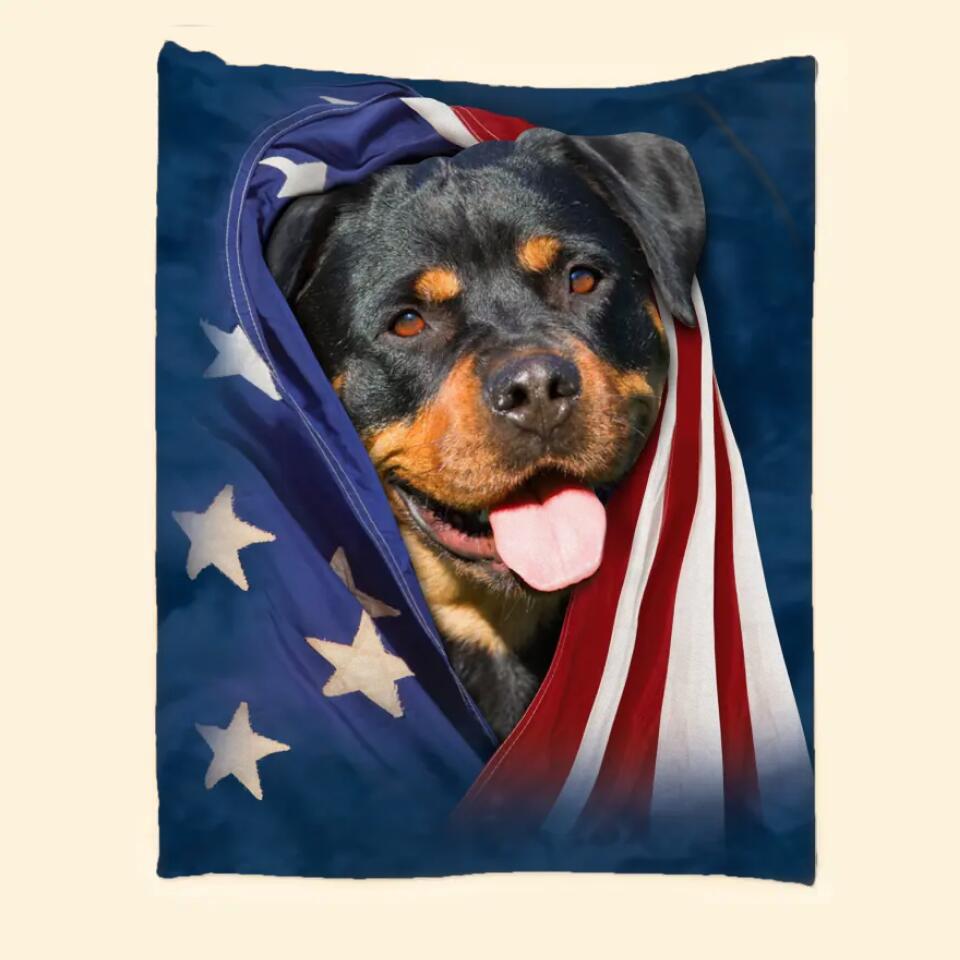 Personalized Your Rottweiler Image US Flag Quilt Blanket Printed QTHQ0301