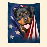 Personalized Your Rottweiler Image US Flag Quilt Blanket Printed QTHQ0301
