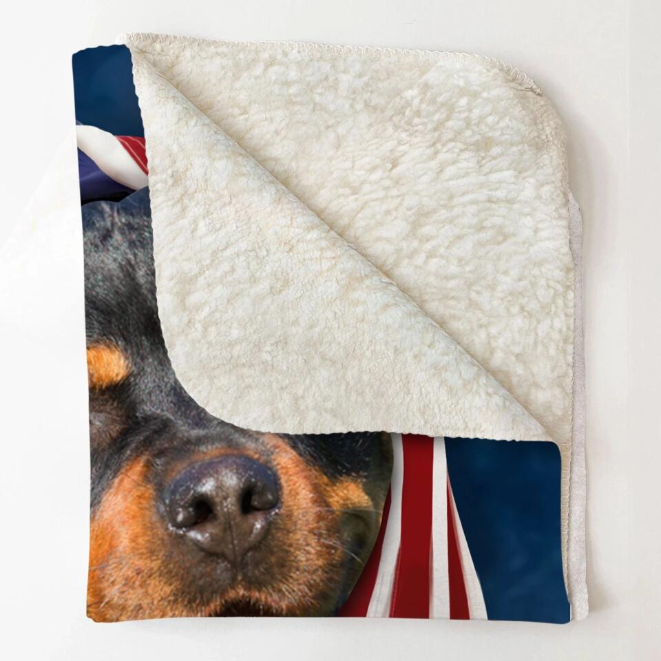 Personalized Your Rottweiler Image US Flag Quilt Blanket Printed QTHQ0301