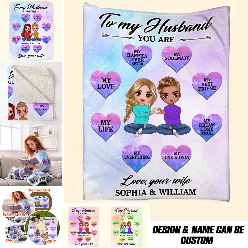 Personalized To My Husband Love Your Wife Couple Gisfts  Quilt Blanket Printed PNHQ0301