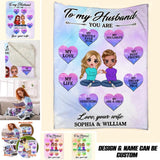 Personalized To My Husband Love Your Wife Couple Gisfts  Quilt Blanket Printed PNHQ0301
