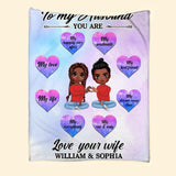 Personalized To My Husband Love Your Wife Couple Gisfts  Quilt Blanket Printed PNHQ0301
