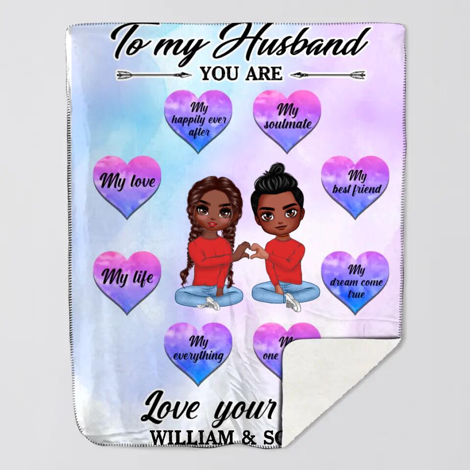 Personalized To My Husband Love Your Wife Couple Gisfts  Quilt Blanket Printed PNHQ0301