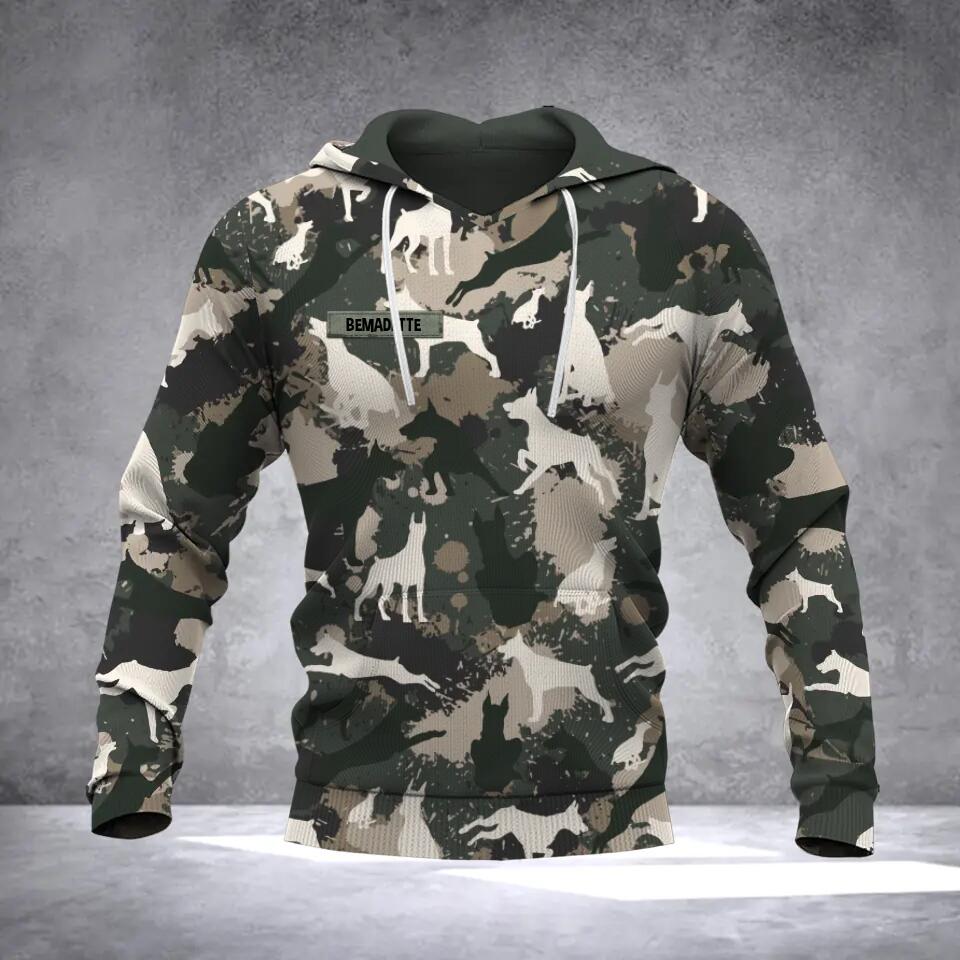 Personalized Doberman Camo Hoodie Or Zip Hoodie 3D Printed QTDT0601