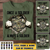 Personalized Once A Soldier Always A Soldier France Soldier/ Veteran Rank Camo Tshirt Printed 23DEC-HQ09