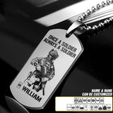 Personalized Once A Soldier Always A Soldier Canadian Soldier/Veteran Rank Camo Dog Tag Printed 23JAN-DT09