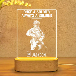 Personalized Canadian Soldier/ Veteran Once A Soldier Always A Soldier Rank Name Led Lamp Printed 23JAN-DT05