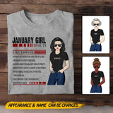 Personalized January Girl Facts Tshirt Printed 23JAN-HY12