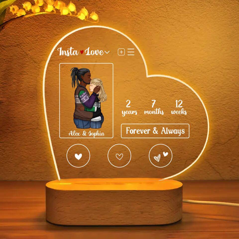 Personalized Insta Love Forever Always Couple Gifts Led Lamp Printed PNHY1401