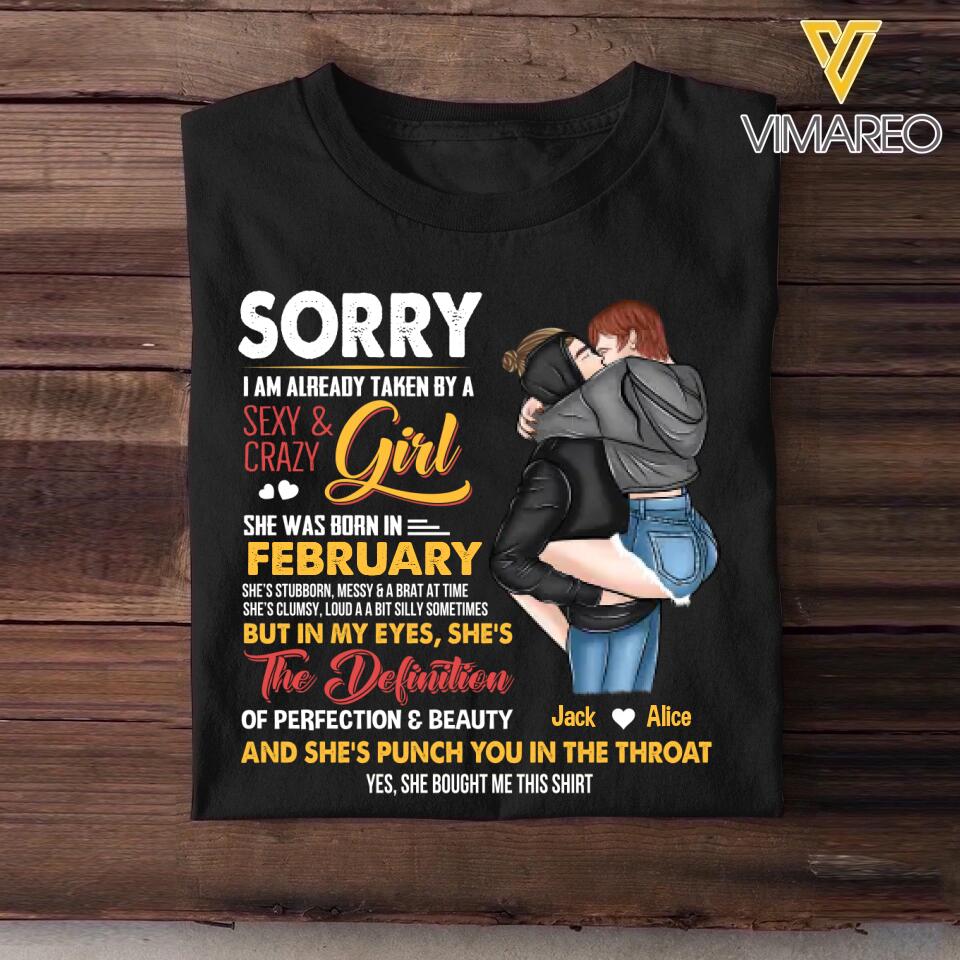 Personalized Taken By A February Sexy And Crazy Girl Tshirt Printed PNDT1601