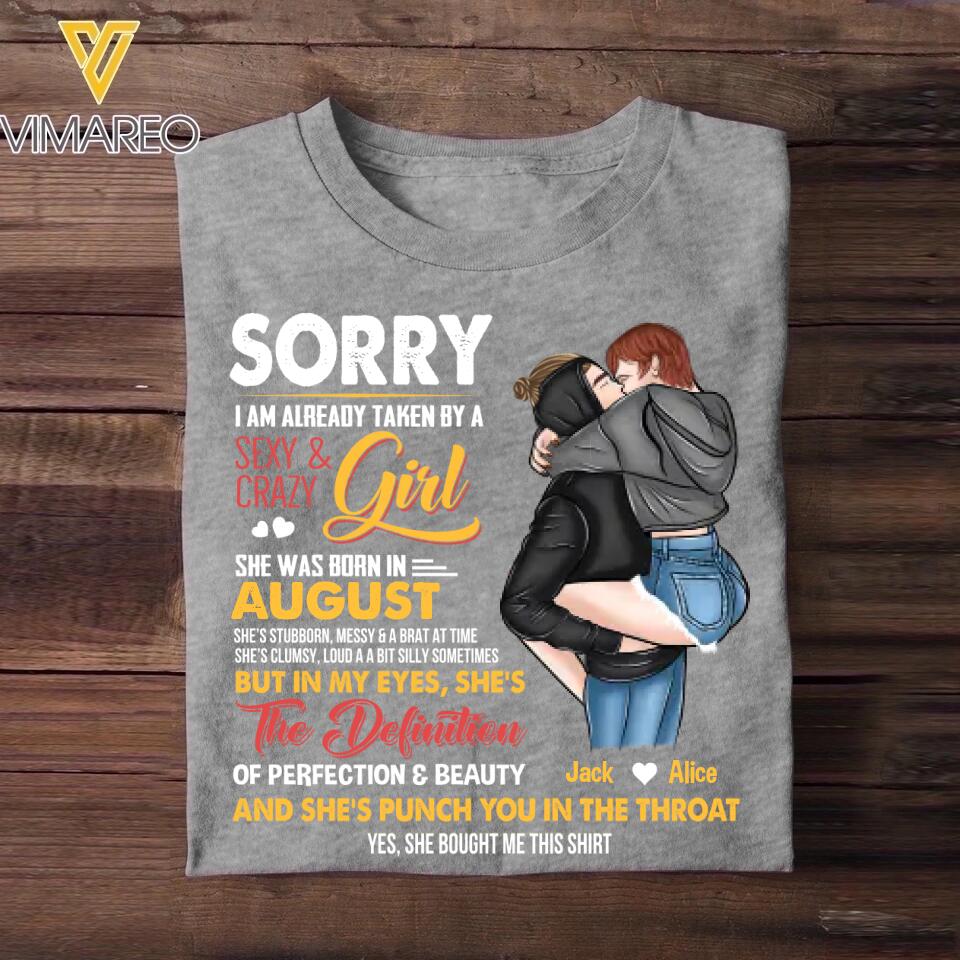 Personalized Taken By An August Sexy And Crazy Girl Tshirt Printed PNDT1601