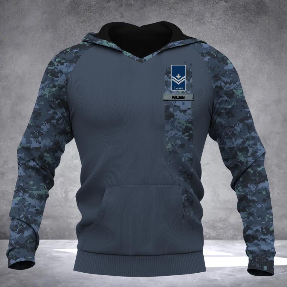 Personalized Canadian Solider/ Veteran With Name and Rank Camo Hoodie 3D Printed QTDT0202