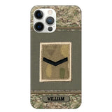 Personalized British Soldier/ Veteran Rank Camo Phonecase Printed 23FEB-DT03