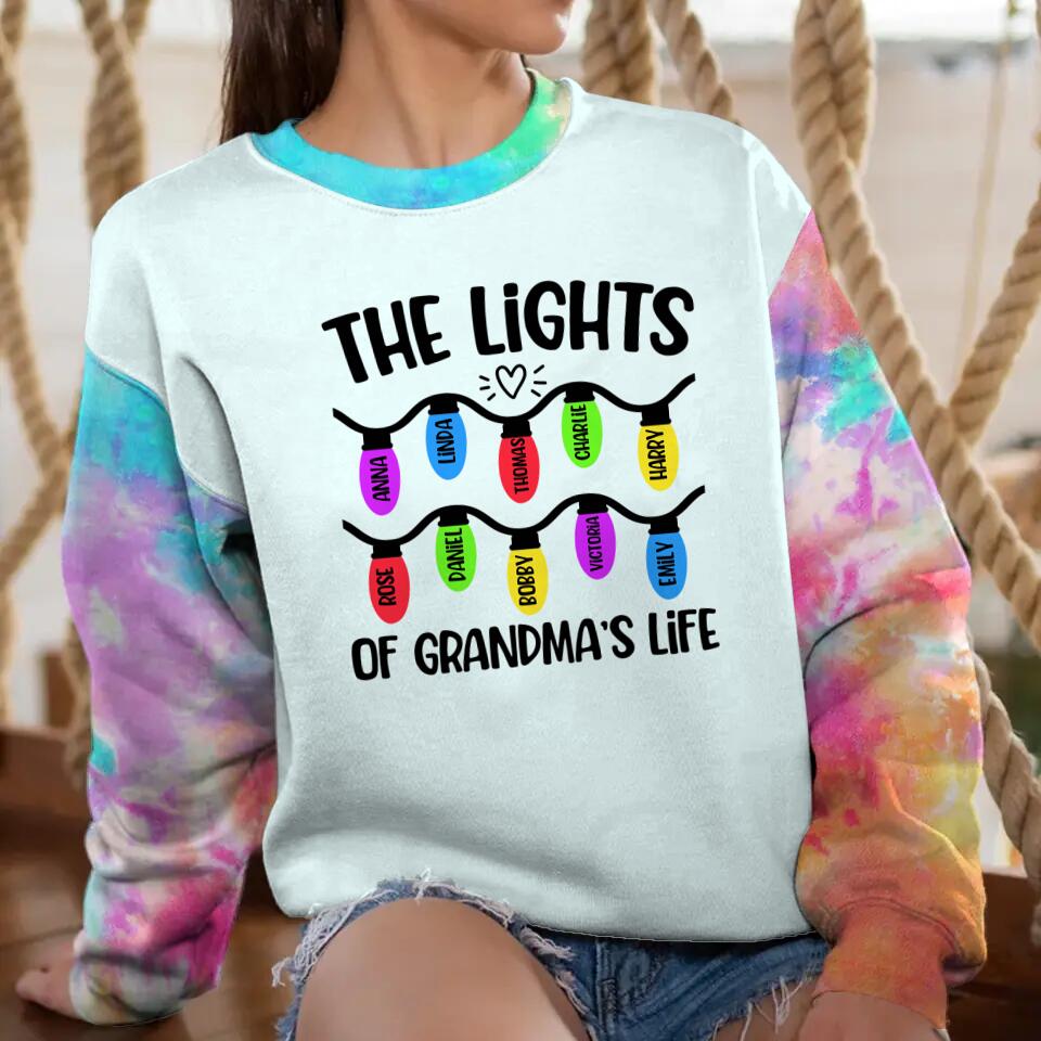 Personalized The Lighta Of Grandma's Life Kid Name Printed Sweatshirt PNVD0702