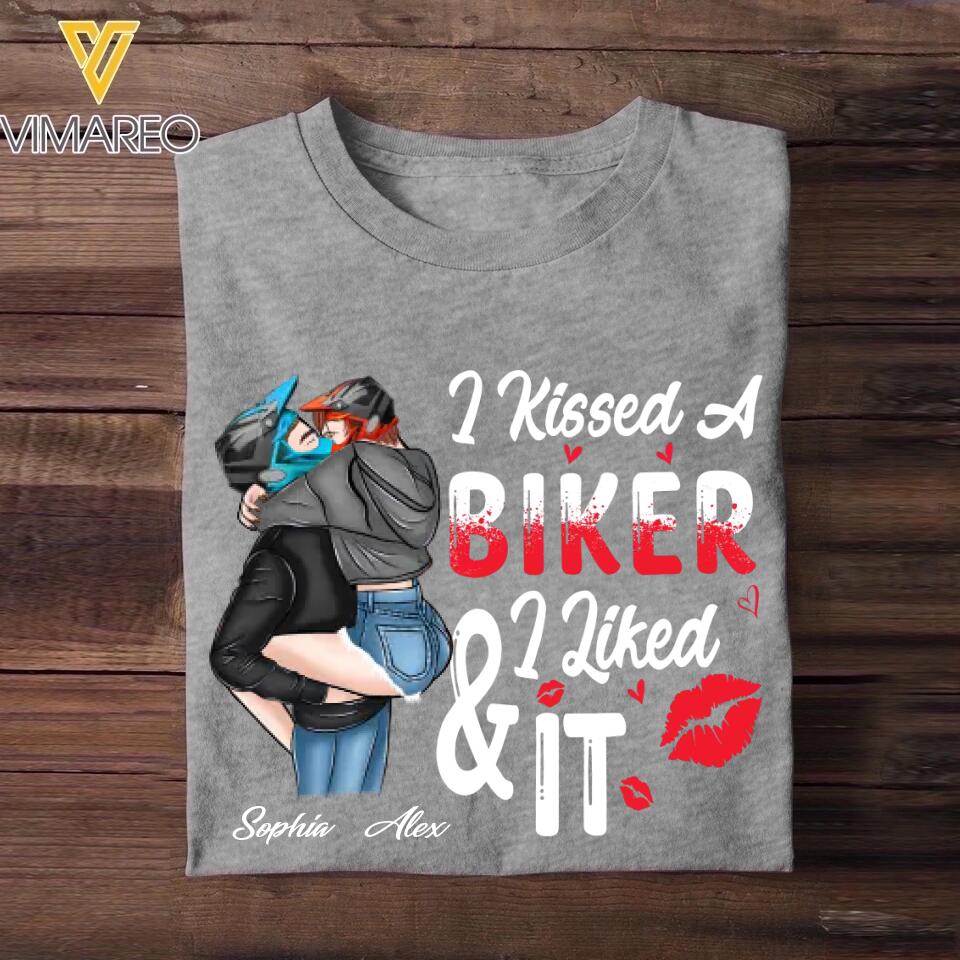 Personalized I kissed a biker and i liked it Tshirt Printed QTHQ082