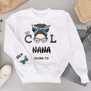 Personalized Butterfly with Kid's Name & This Nana Belong To Printed Sweatshirt PNVD0802