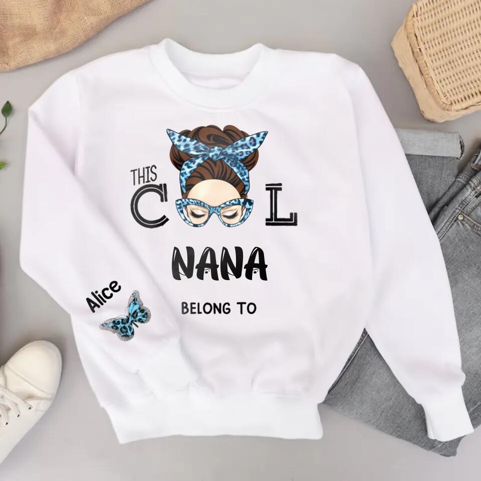 Personalized Butterfly with Kid's Name & This Nana Belong To Printed Sweatshirt PNVD0802