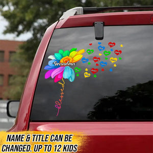 Personalized Blessed Grandma Kid Name Sunflower Decal Printed 23FEB-VD09