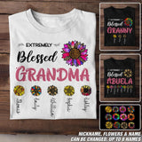 Personalized Extremely Blessed Grandma & Flowers with Kid's Name Tshirt Printed PNDT0902