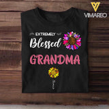 Personalized Extremely Blessed Grandma & Flowers with Kid's Name Tshirt Printed PNDT0902