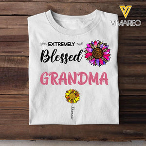 Personalized Extremely Blessed Grandma & Flowers with Kid's Name Tshirt Printed PNDT0902