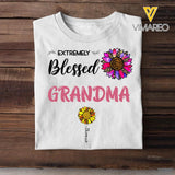 Personalized Extremely Blessed Grandma & Flowers with Kid's Name Tshirt Printed PNDT0902