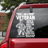 Personalized I Am An US Veteran I Am Who I Am Rank Decal Printed QTHQ1302