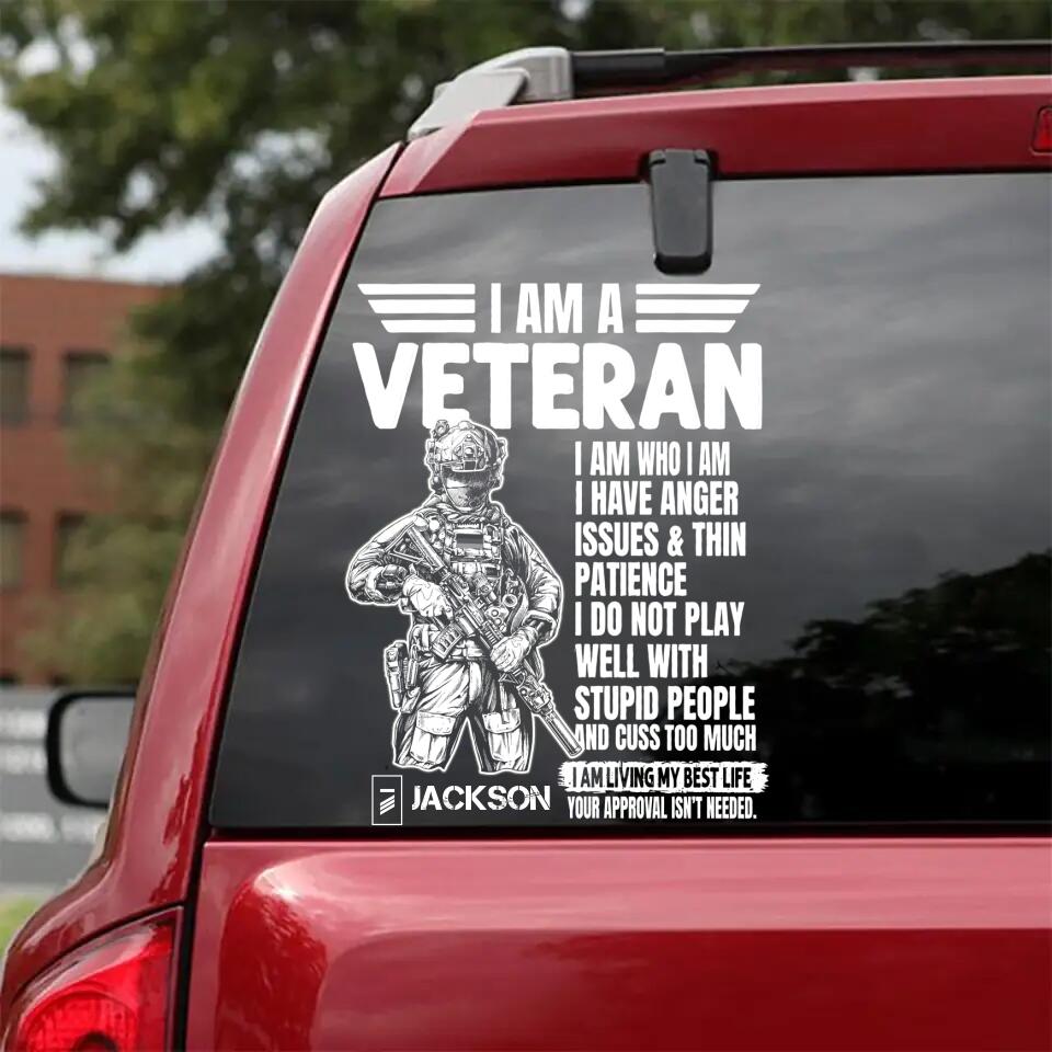 Personalized I Am A German Veteran I Am Who I Am Rank Decal Printed QTHQ1502