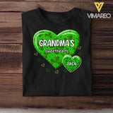 Personalized Lucky Grandma's Sweethearts & Kid's Name Tshirt Printed PNDT1502