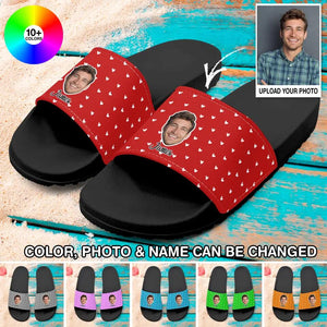 Personalized Upload Your Face Heart Slide Sandal Printed PNDT0403