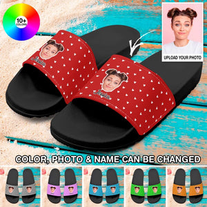 Personalized Upload Your Face Heart Slide Sandal Printed PNDT0403