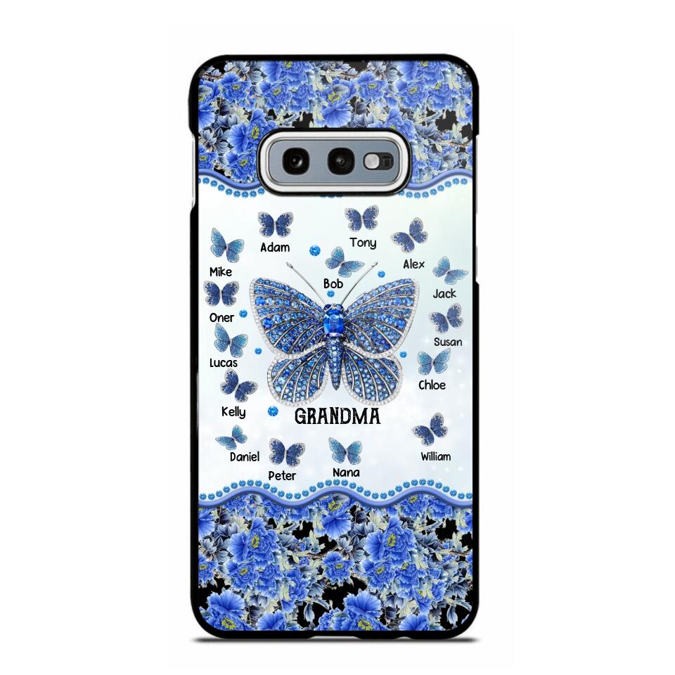 Personalized Butterflies & Flowers Grandma with Kid's Name Phonecase Printed 23MAR-DT04